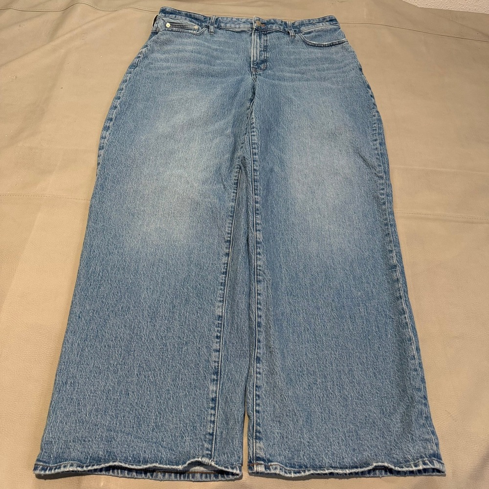 Madewell Women Curvy Perfect Wide Leg Jean Blue Denim Baggy Relaxed-32T Tall-